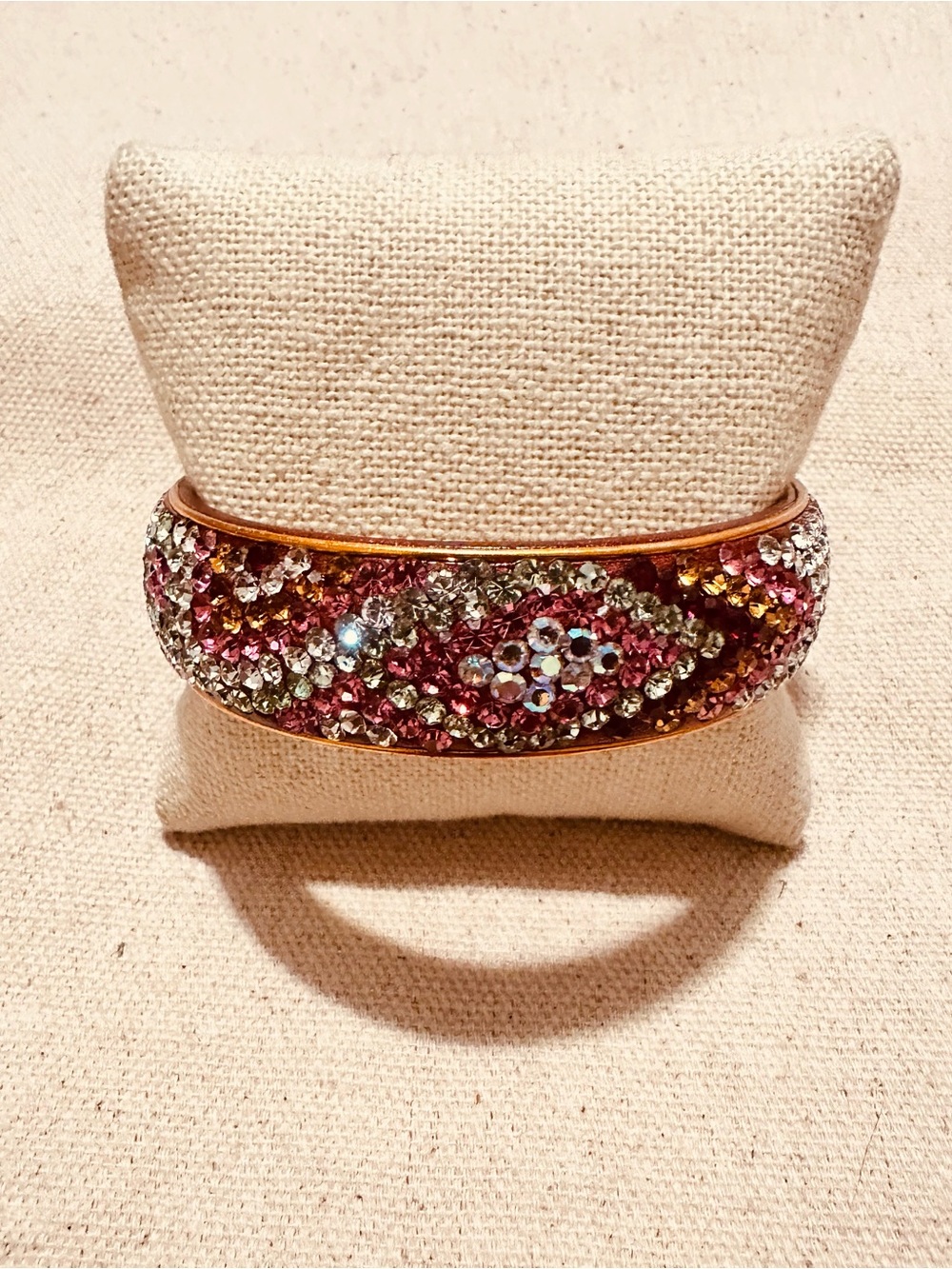 Vintage | Bracelet | Vintage Crystal-Embellished Pink Multicolor Bangle Bracelet